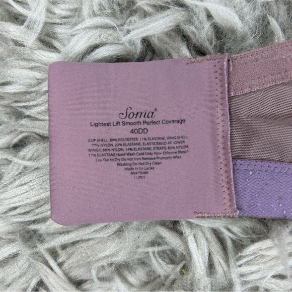 Soma Lightest Lift Smooth Perfect Coverage Mauve Purple Bra Size 40DD - Picture 8 of 8